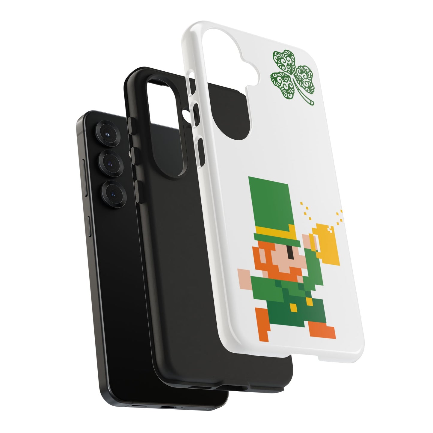 St. Patrick's Pixel Leprechaun Tough Phone Case — Shamrock & Beer Mug