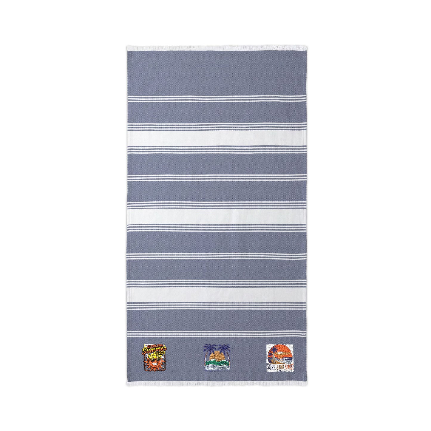 Embroidered Beach Throw Towel — Tropical Character Trio Accent