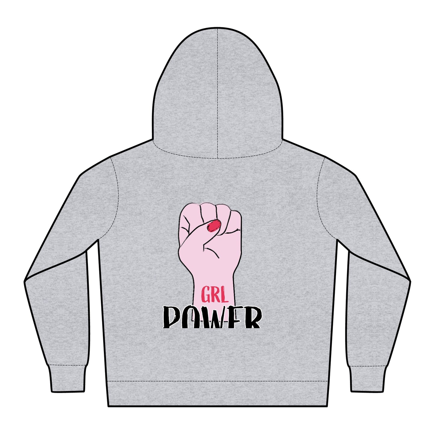 Kids Power Hoodie — 'GRL POWER' Fist Graphic Youth Hoodie