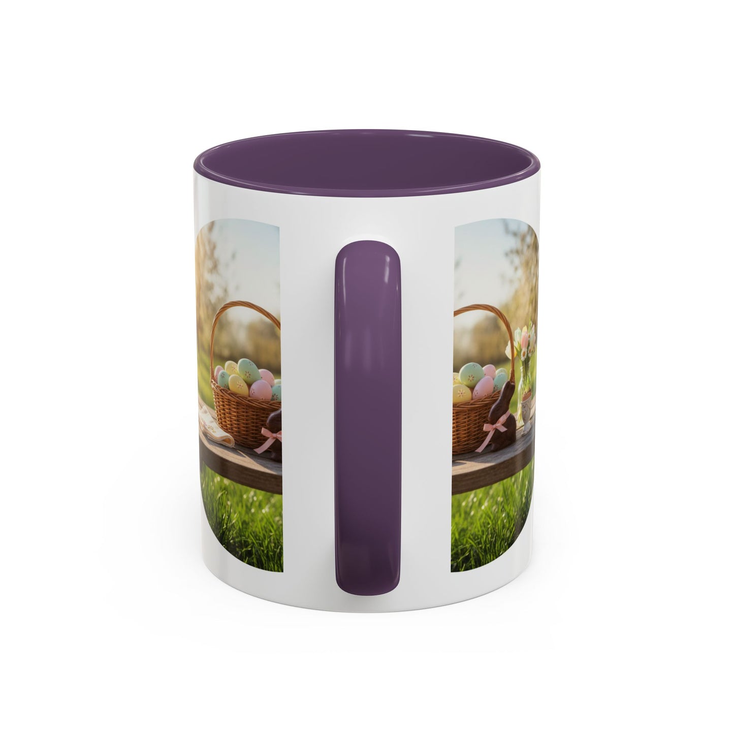 Easter Basket Coffee Mug — Spring Pastel Egg Design (11/15oz Accent Mug)