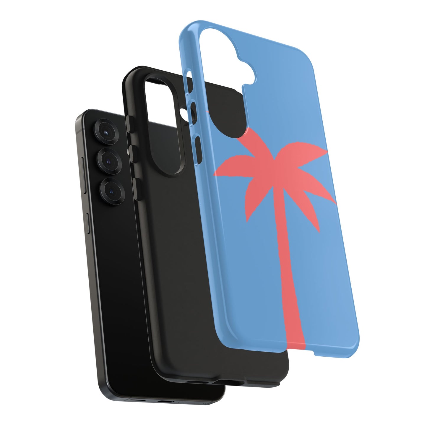 Tough Phone Case — Coral Palm on Sky Blue (Durable Protective Phone Cover)