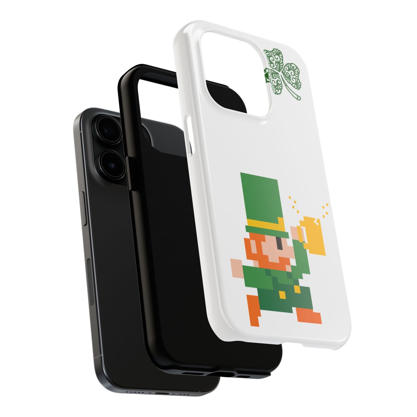 St. Patrick's Pixel Leprechaun Tough Phone Case — Shamrock & Beer Mug