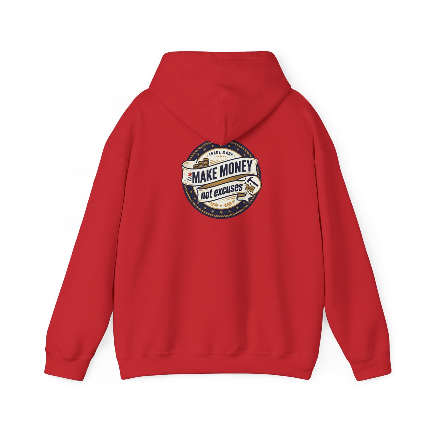 Make Money Not Excuses Hoodie — Motivational Vintage Badge Hooded Sweatshirt