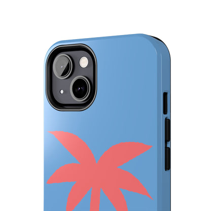 Tough Phone Case — Coral Palm on Sky Blue (Durable Protective Phone Cover)