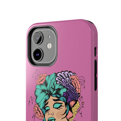 Tough Phone Case — Retro Floral Femme Illustration, Protective Art Phone Cover