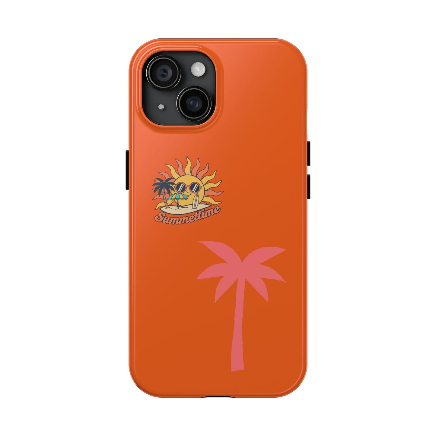 Summertime Palm Tough Phone Case — Retro Sun & Pink Palm Tropical Protective Cover