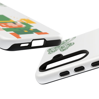 St. Patrick’s Pixel Leprechaun Phone Case — Cute Retro Gaming Clover Design