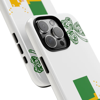 St. Patrick’s Pixel Leprechaun Phone Case — Cute Retro Gaming Clover Design