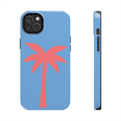Tough Phone Case — Coral Palm on Sky Blue (Durable Protective Phone Cover)
