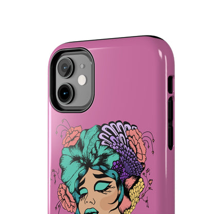 Tough Phone Case — Retro Floral Femme Illustration, Protective Art Phone Cover