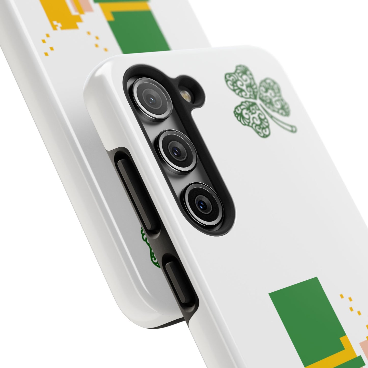 St. Patrick's Pixel Leprechaun Tough Phone Case — Shamrock & Beer Mug