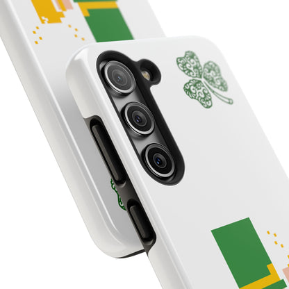 St. Patrick's Pixel Leprechaun Tough Phone Case — Shamrock & Beer Mug