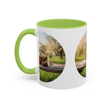 Easter Basket Coffee Mug — Spring Pastel Egg Design (11/15oz Accent Mug)