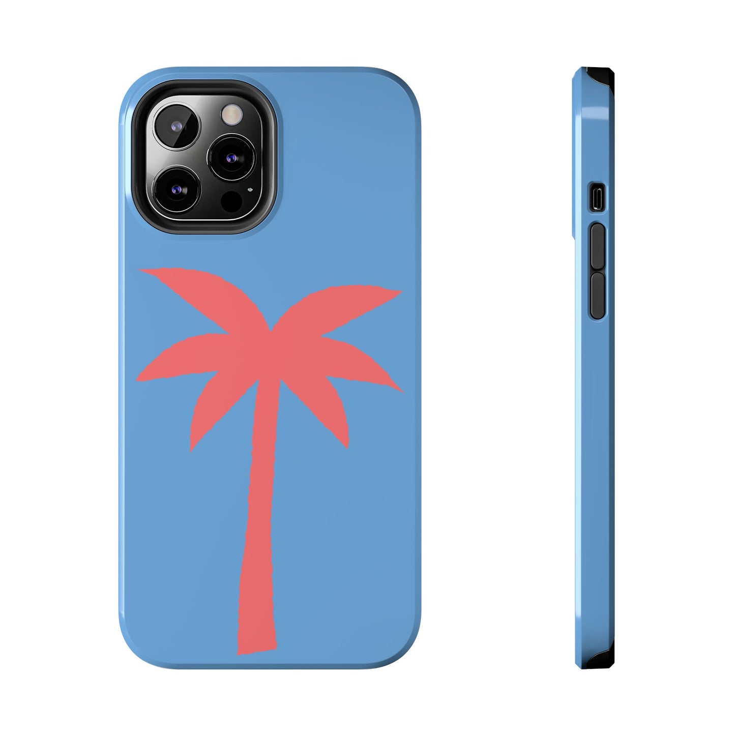 Tough Phone Case — Coral Palm on Sky Blue (Durable Protective Phone Cover)