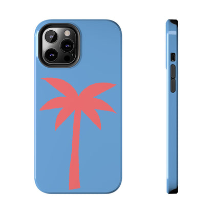 Tough Phone Case — Coral Palm on Sky Blue (Durable Protective Phone Cover)