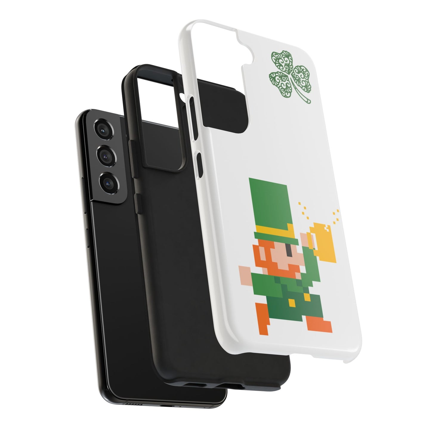 St. Patrick's Pixel Leprechaun Tough Phone Case — Shamrock & Beer Mug