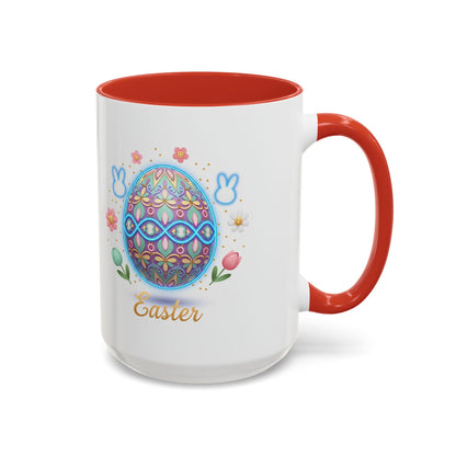 Easter Egg Accent Coffee Mug — Colorful Floral Bunny Design (11/15oz)