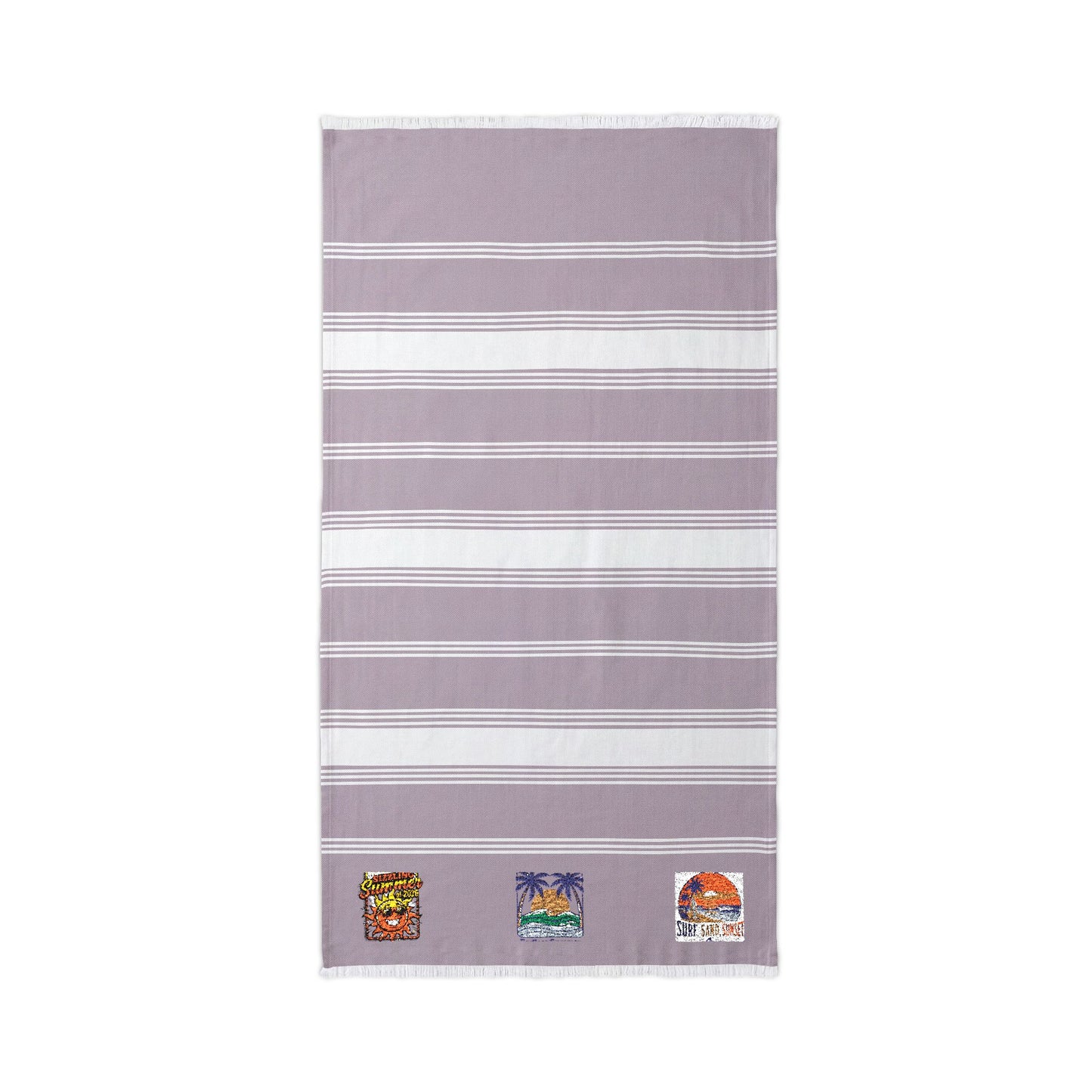 Embroidered Beach Throw Towel — Tropical Character Trio Accent