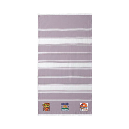 Embroidered Beach Throw Towel — Tropical Character Trio Accent