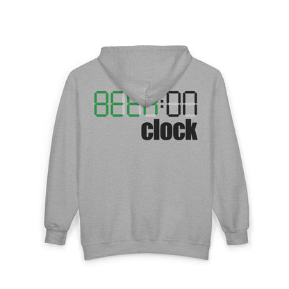 Zip Hoodie with Bottle & Digital Timer Design — Vintage Liqueur Bottle Graphic