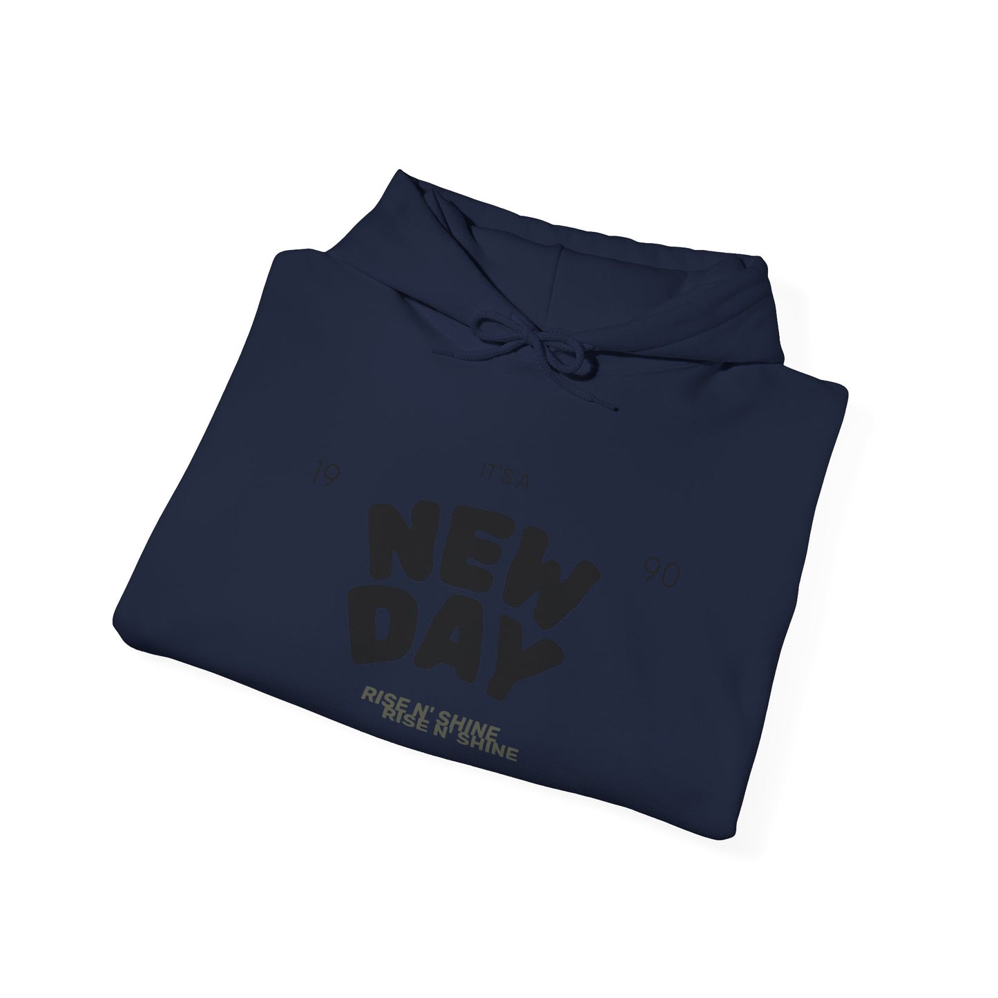 New Day Hoodie — "New Day" Graphic Pullover with Star & Heart Sleeve Accents