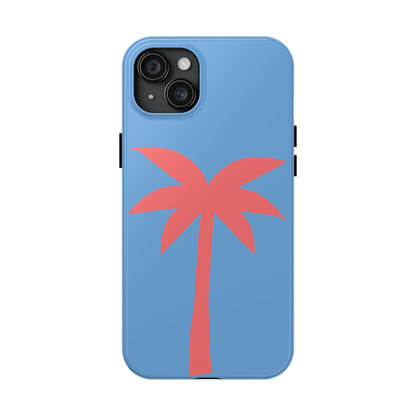 Tough Phone Case — Coral Palm on Sky Blue (Durable Protective Phone Cover)