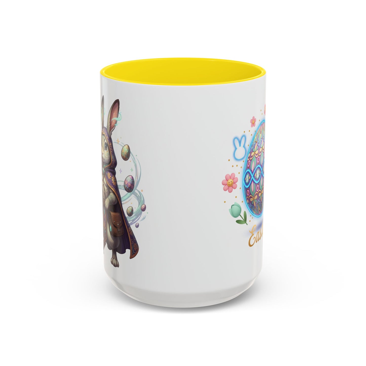 Easter Egg Accent Coffee Mug — Colorful Floral Bunny Design (11/15oz)
