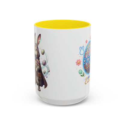 Easter Egg Accent Coffee Mug — Colorful Floral Bunny Design (11/15oz)