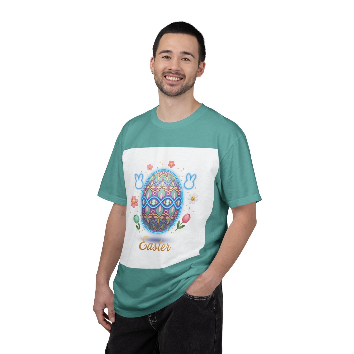 Easter Egg T-Shirt — Pastel Painted Egg & Basket Graphic