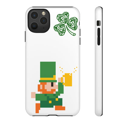St. Patrick’s Pixel Leprechaun Phone Case — Cute Retro Gaming Clover Design
