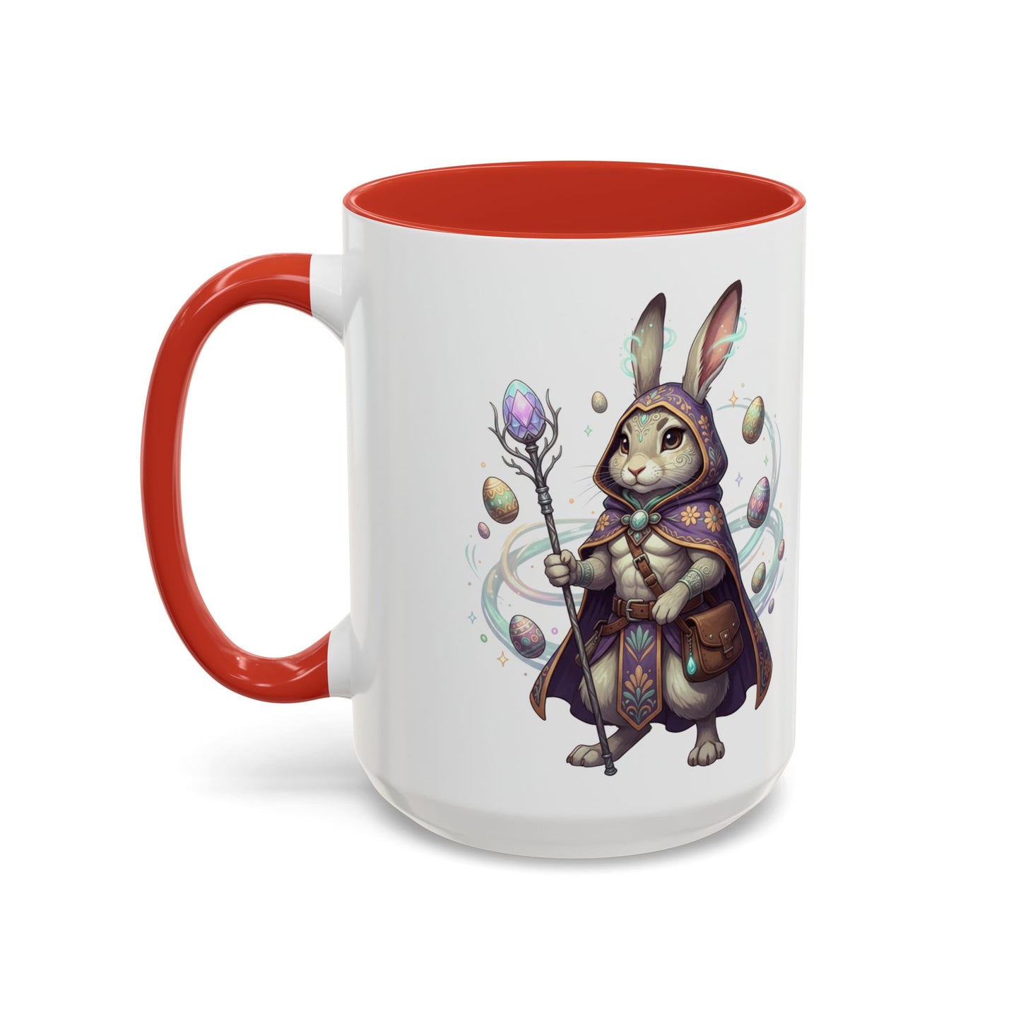 Easter Egg Accent Coffee Mug — Colorful Floral Bunny Design (11/15oz)