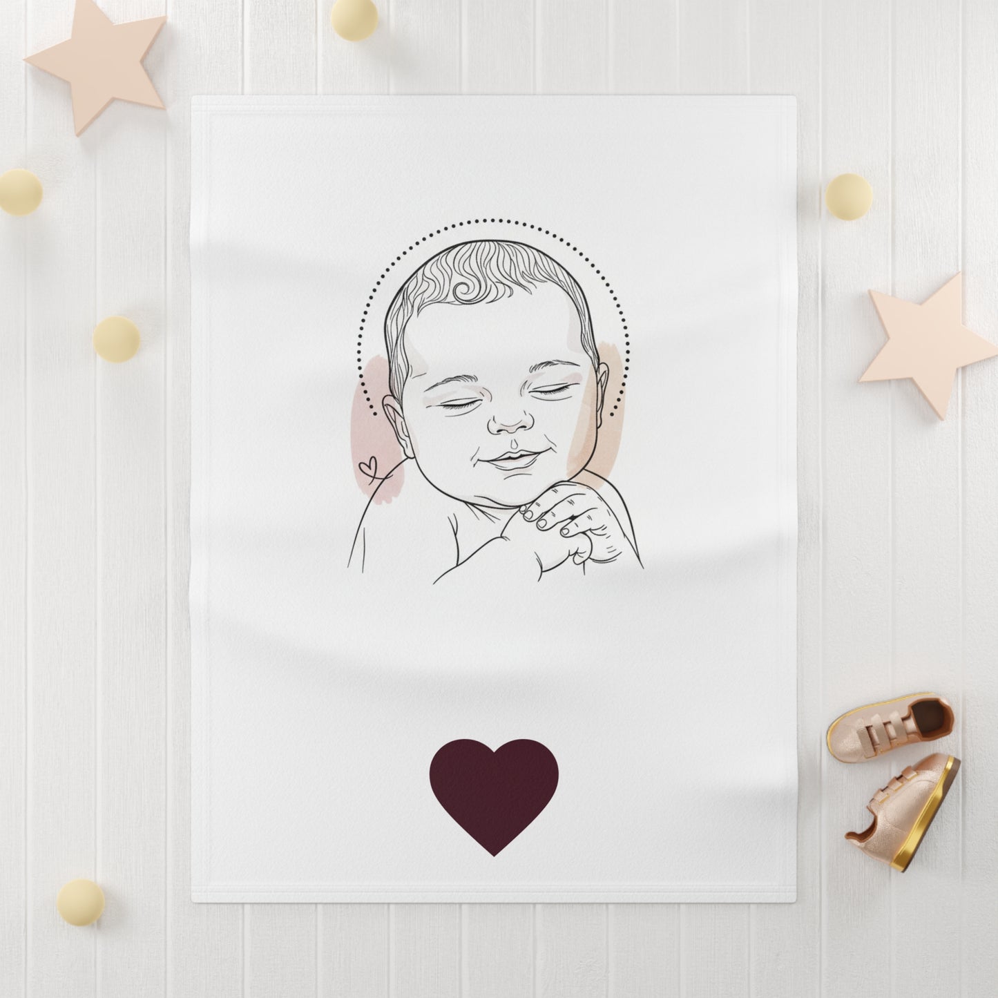 Baby Prayer Fleece Blanket - Peaceful Sleeping Infant Design with Heart