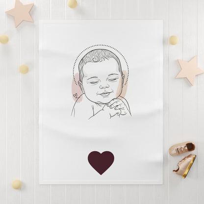 Baby Prayer Fleece Blanket - Peaceful Sleeping Infant Design with Heart