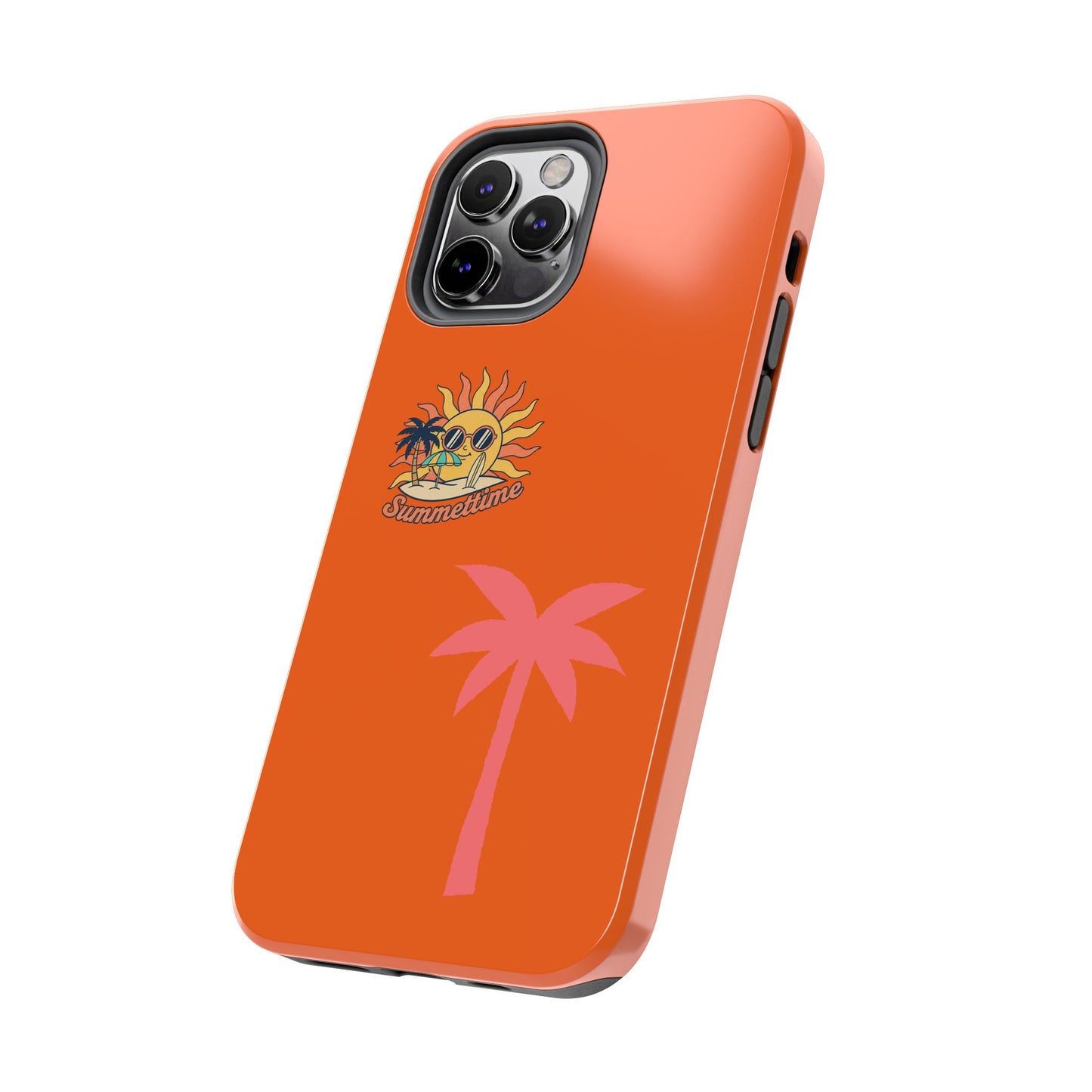 Summertime Palm Tough Phone Case — Retro Sun & Pink Palm Tropical Protective Cover