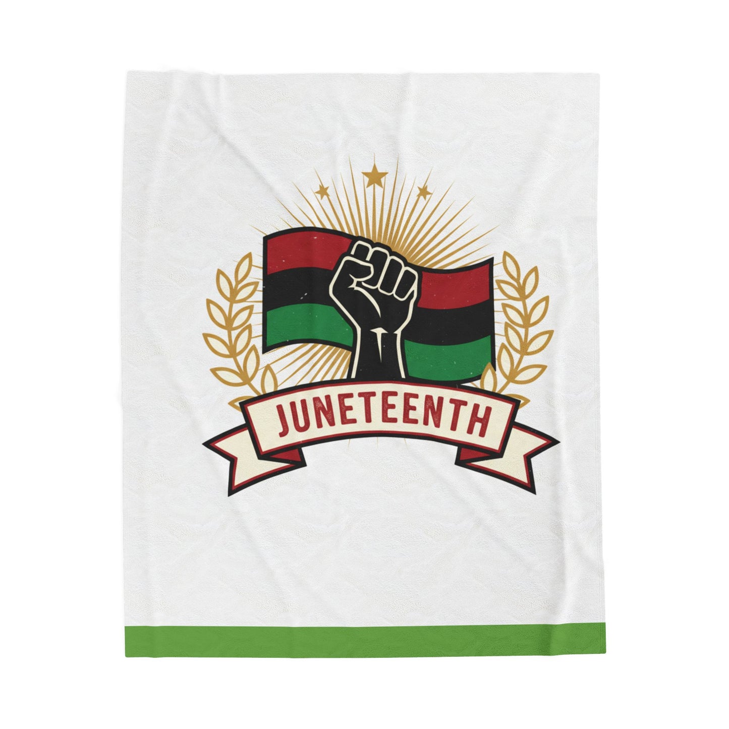 Juneteenth Velveteen Plush Blanket — Afrocentric Fist & Pan-African Flag Design