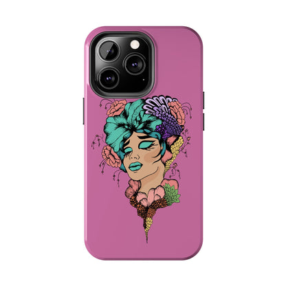 Tough Phone Case — Retro Floral Femme Illustration, Protective Art Phone Cover