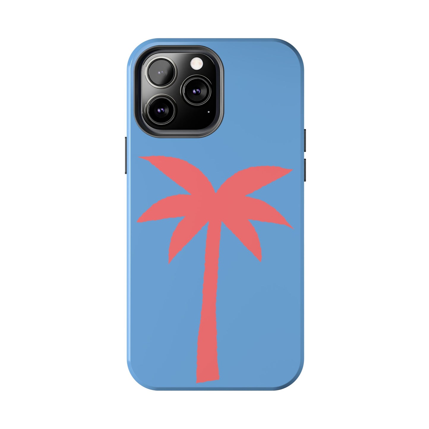 Tough Phone Case — Coral Palm on Sky Blue (Durable Protective Phone Cover)
