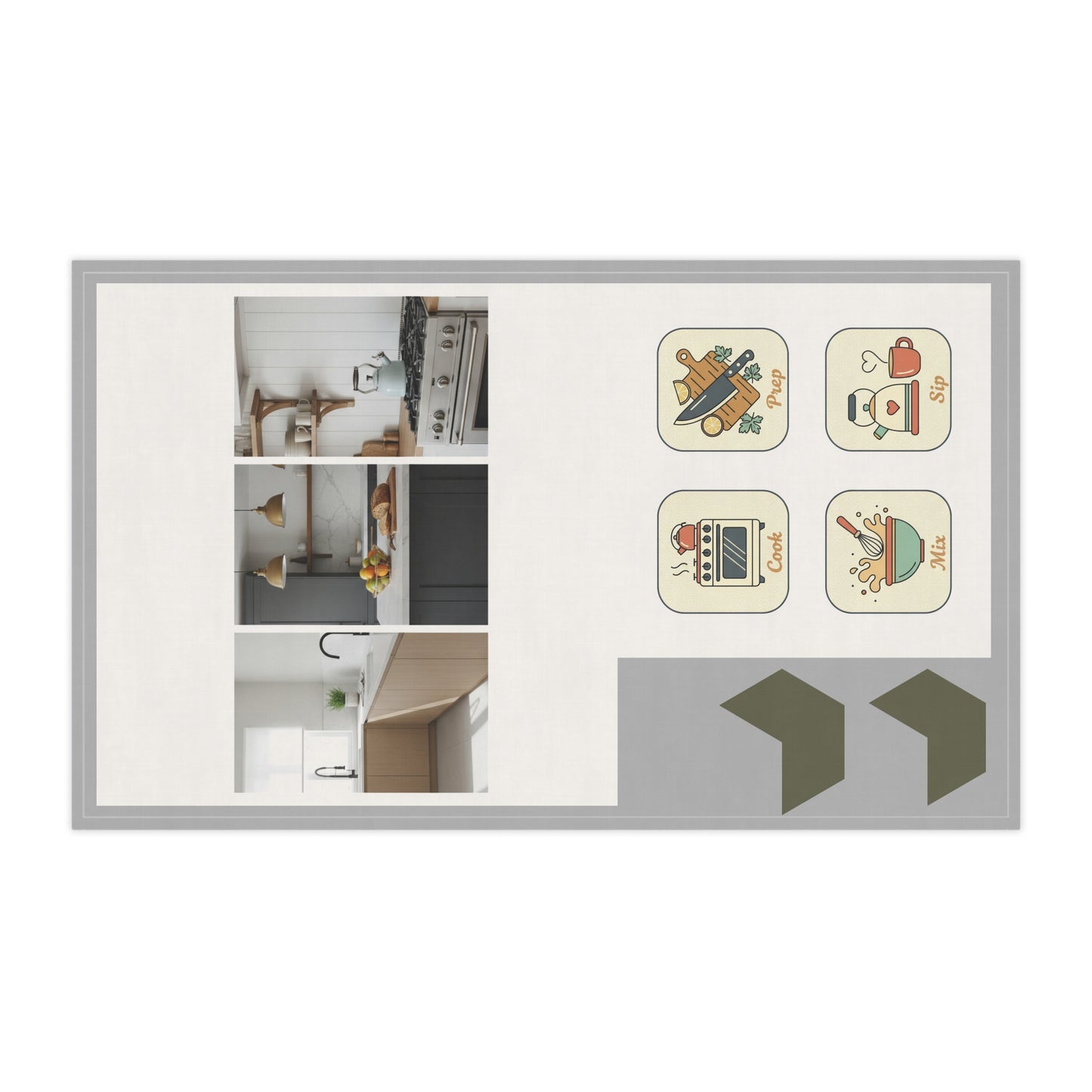 Kitchen Icon Tea Towel — Cook, Prep, Mix, Sip Cotton Tea Towel