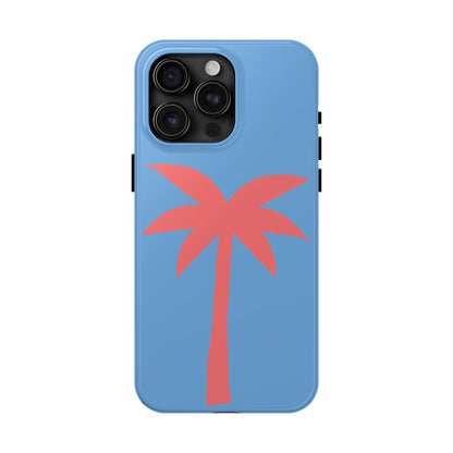 Tough Phone Case — Coral Palm on Sky Blue (Durable Protective Phone Cover)