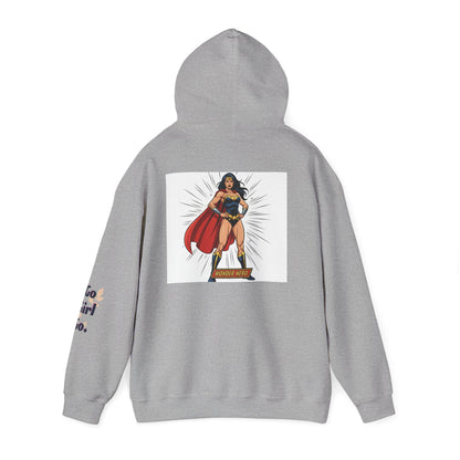 Wonder Woman Hoodie — Vintage Superhero Graphic Sweatshirt ('Go girl' sleeve)