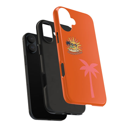 Summertime Palm Tough Phone Case — Retro Sun & Pink Palm Tropical Protective Cover