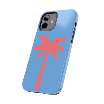Tough Phone Case — Coral Palm on Sky Blue (Durable Protective Phone Cover)