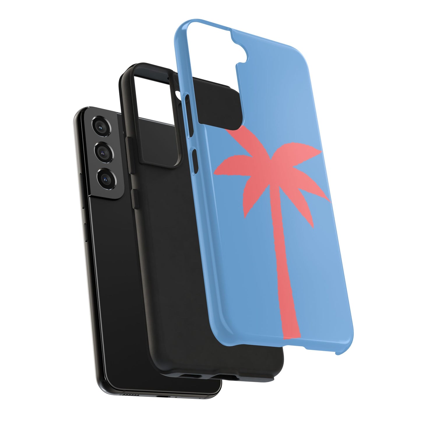 Tough Phone Case — Coral Palm on Sky Blue (Durable Protective Phone Cover)