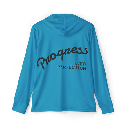 Men's Athletic Hoodie — "Hustle More, Less Coffee" Front + "Progress Over Perfection" Back
