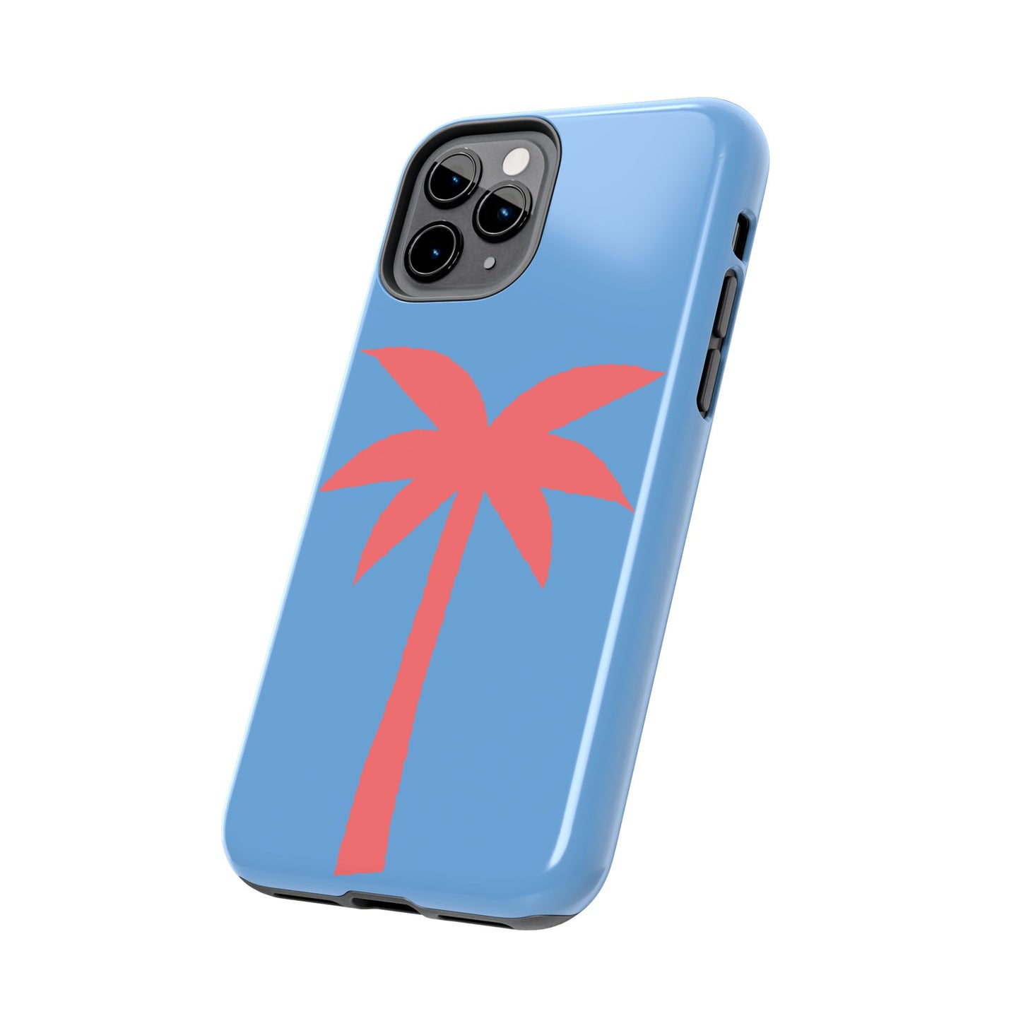 Tough Phone Case — Coral Palm on Sky Blue (Durable Protective Phone Cover)