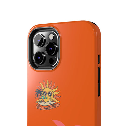 Summertime Palm Tough Phone Case — Retro Sun & Pink Palm Tropical Protective Cover