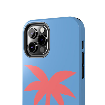 Tough Phone Case — Coral Palm on Sky Blue (Durable Protective Phone Cover)