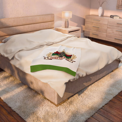 Juneteenth Velveteen Plush Blanket — Afrocentric Fist & Pan-African Flag Design