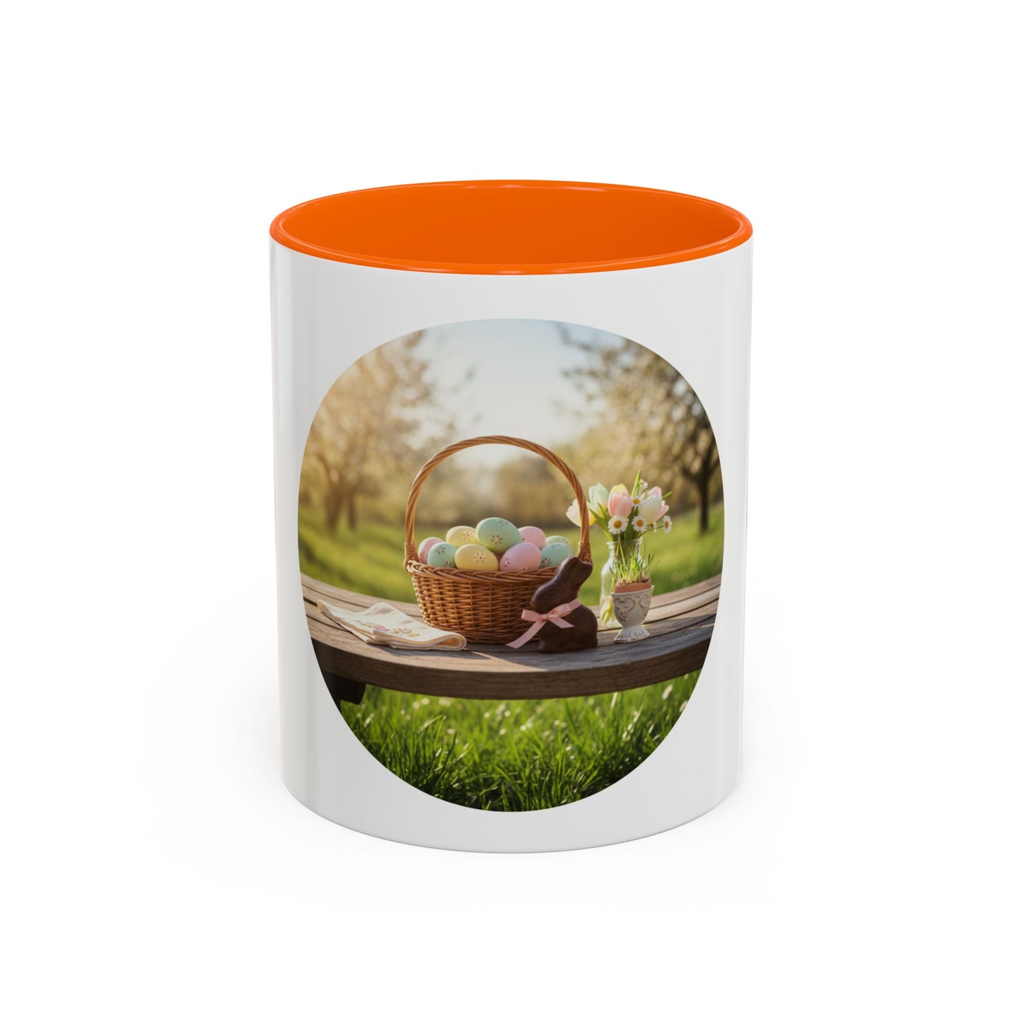 Easter Basket Coffee Mug — Spring Pastel Egg Design (11/15oz Accent Mug)