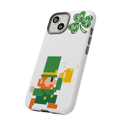 St. Patrick’s Pixel Leprechaun Phone Case — Cute Retro Gaming Clover Design